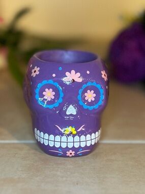 Purple Hand-Painted Sugar Skull ceramic